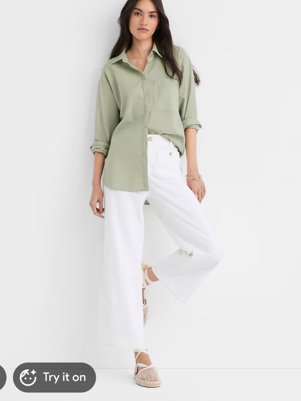 NWT Loft Linen Cotton Everyday Oversized Pocket Shirt